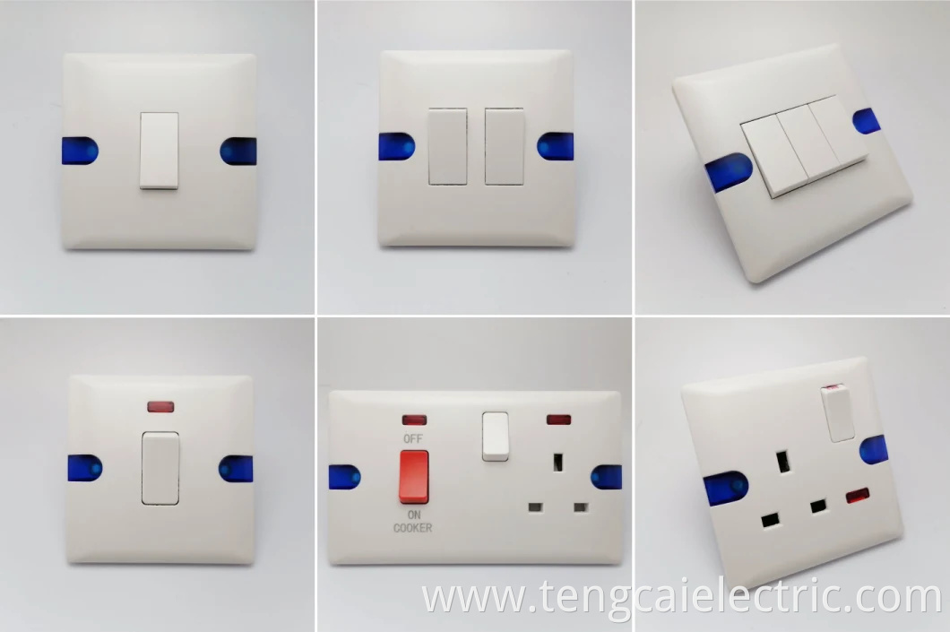 3 Gang 1 Way Electrical Wall Light Switch Socket UK